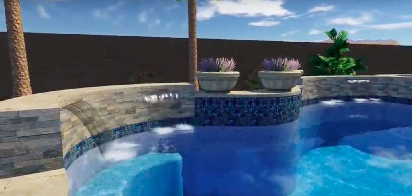 Arizona Swimming Pool Design - Seating Waterfall Freeform