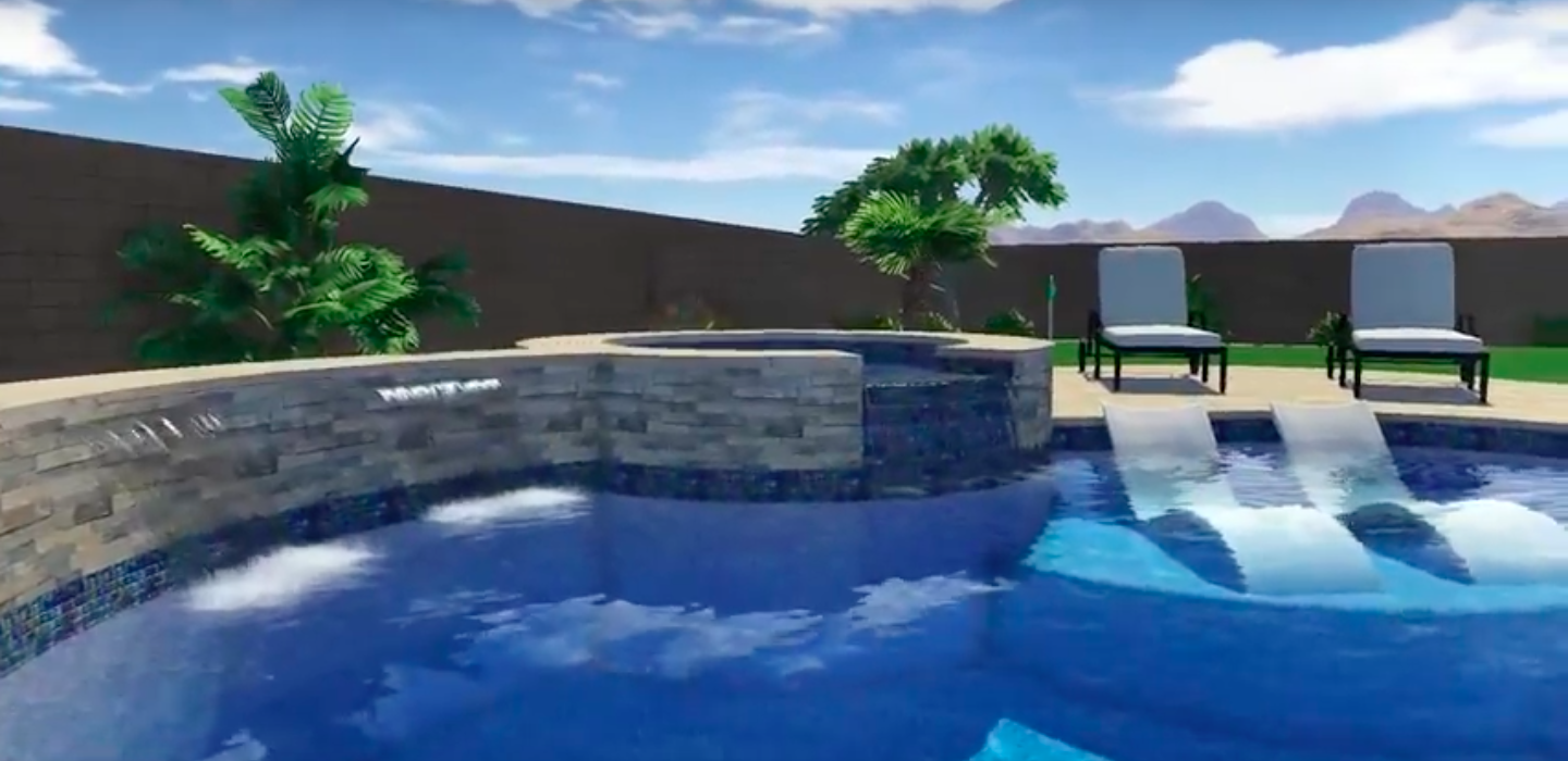 Arizona Pool Design - Freeform Modern Waterfall