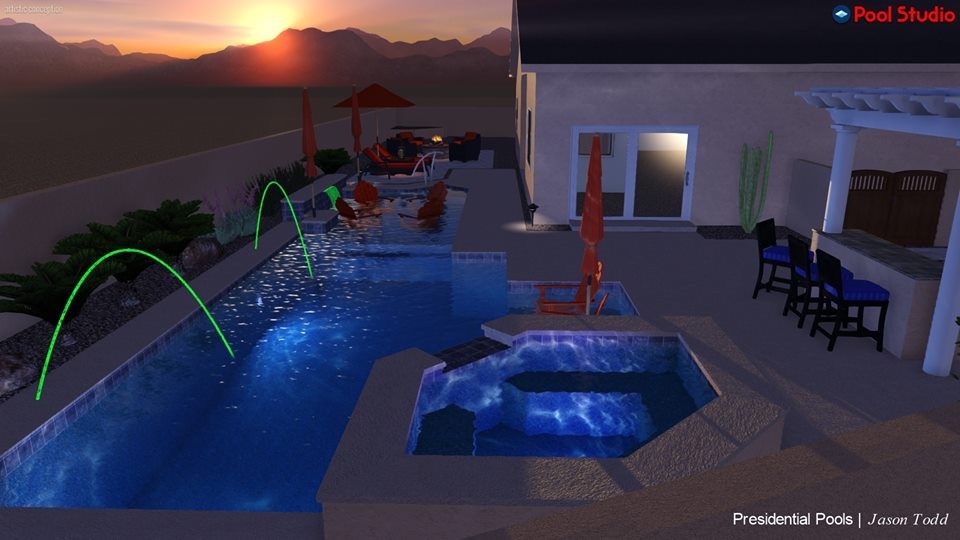 Night time swimming pool light design tucson az