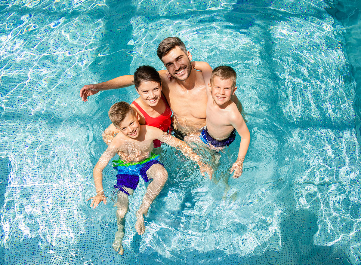 Family enjoying their pool